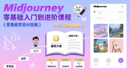 midjourney零基础入门到进阶课程，零基础学会AI绘画,速发云资源网