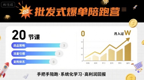 批发式爆单陪跑营，20节课带你实现批发式爆单，带你经松月入过W,速发云资源网