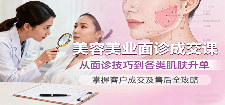 美容美业面诊成交课，从面诊技巧到各类肌肤升单，掌握客户成交及售后全攻略,速发云资源网