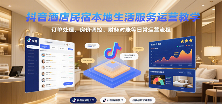 抖音酒店民宿本地生活服务运营教学，订单处理、房价调控、财务对账等日常运营流程,速发云资源网