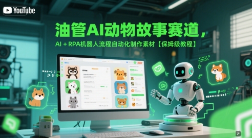 油管AI动物故事赛道，AI+RPA机器人流程自动化制作素材【保姆级教程】,速发云资源网