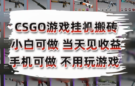 CSGO游戏挂G搬砖，小白纯手机即可操作，不用电脑打游戏，日入3张+，副业网创项目【揭秘】,速发云资源网