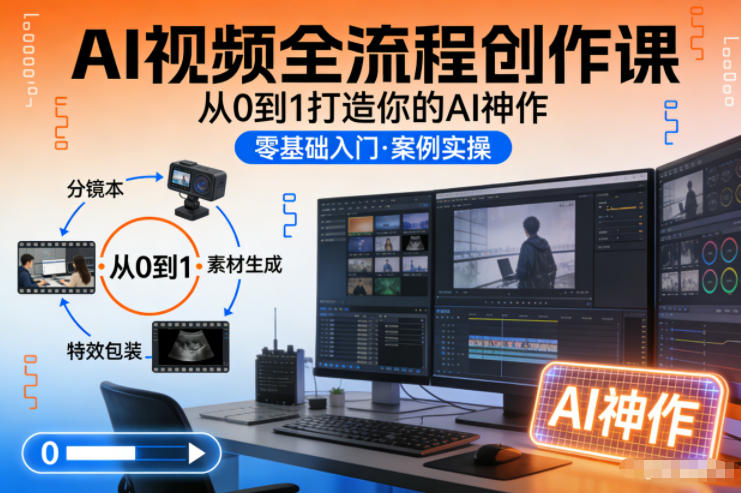 AI视频全流程创作课，从0到1打造你的AI神作,速发云资源网