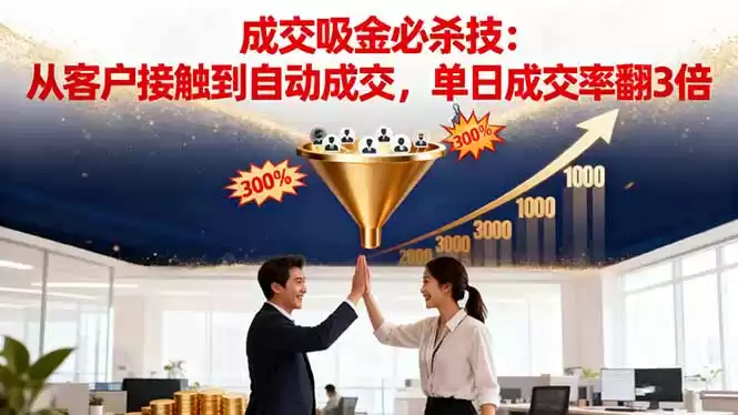 吸金成交营销必杀技：从客户接触到自动成交，单日成交率翻3倍,速发云资源网