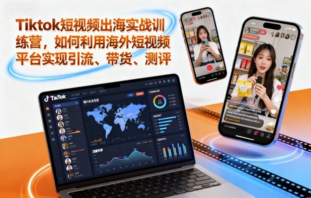 Tiktok短视频出海实战训练营，如何利用海外短视频平台实现引流、带货、测评,速发云资源网