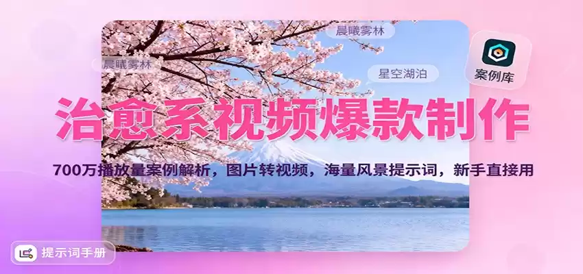 治愈系视频爆款制作，700万播放量案例解析，图片转视频，海量风景提示词，新手直接用,速发云资源网