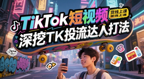 TikTok短视频带货线上课，深挖TK投流达人打法,速发云资源网