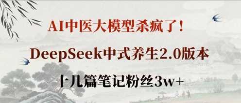 AI中医大模型杀疯了！DeepSeek中式养生2.0版本，十几篇笔记粉丝3w+,速发云资源网
