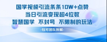 国学视频引流条条10W+点赞当日引流变现超4位数,速发云资源网