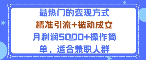 小众赛道玩法：当下最热门的变现方式，精准引流+被动成交月利润5k+操作简单，适合兼职人群,速发云资源网