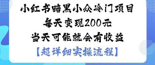 小红书暗黑小众冷门项目每天变现2张当天可能就会有收益,速发云资源网