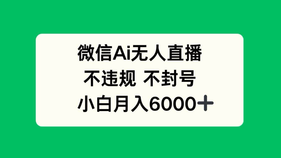 （14733期）微信AI无人直播，不违规 不封号 ，小白月入6000+,速发云资源网