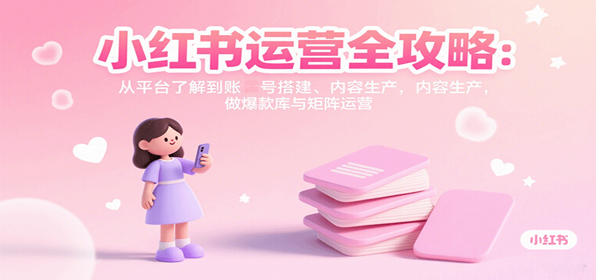小红书运营全攻略：从平台了解到账号搭建、内容生产，做爆款库与矩阵运营,速发云资源网