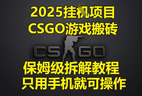 2025挂G项目，CSGO游戏搬砖，保姆级拆解教程，只用手机就可操作【揭秘】,速发云资源网