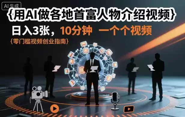 用AI做各地首富人物介绍视频，日入3张，10分钟一个视频,速发云资源网