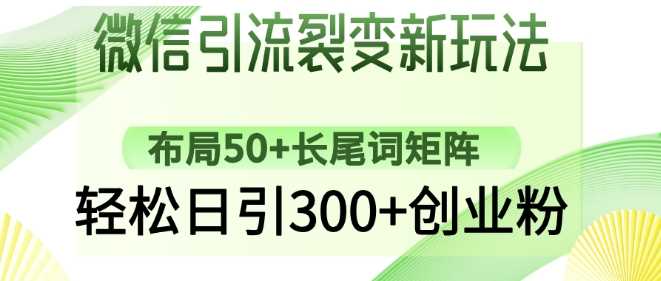 微信引流裂变新玩法：布局50+长尾词矩阵，轻松日引300+创业粉,速发云资源网