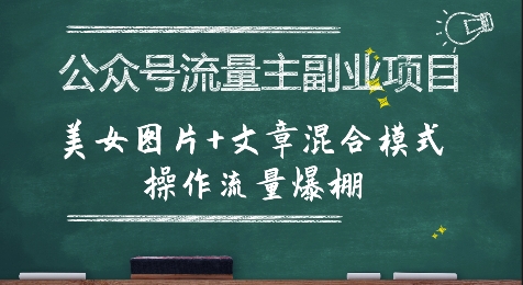 公众号流量主副业项目，美女图片+文章混合模式操作流量爆棚,速发云资源网
