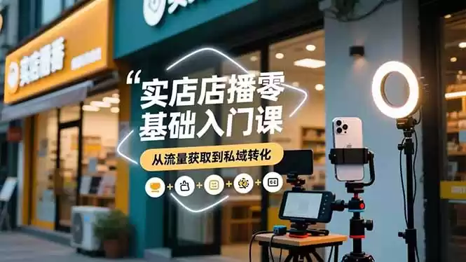 实体店播零基础入门课，实体店+短视频+直播+微信生态+私域社群，从流量获取到私域转化,速发云资源网