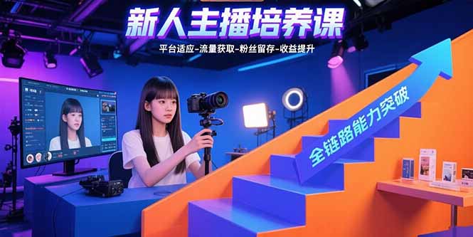 新人主播培养课：平台适应-流量获取-粉丝留存-收益提升 全链路能力突破,速发云资源网