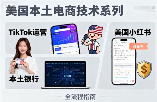 美国本土电商技术，Tiktok 运营篇+美国小红书篇+本土银行篇,速发云资源网