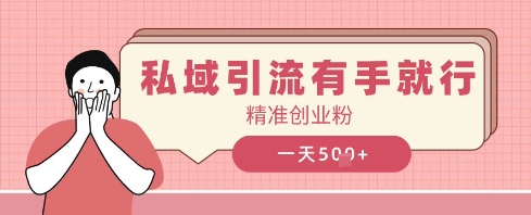 私域引流有手就行，日引500+精准创业粉,速发云资源网