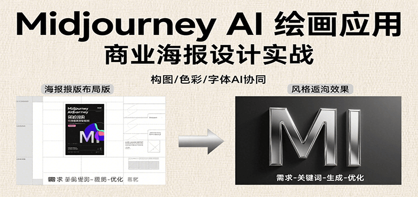 Midjourney AI绘画应用，关键词指令解析、漫画头像制作、海报设计、3D人物生成等,速发云资源网