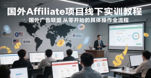 国外Affiliate项目线下实训教程，国外广告联盟从零开始的具体操作全流程,速发云资源网