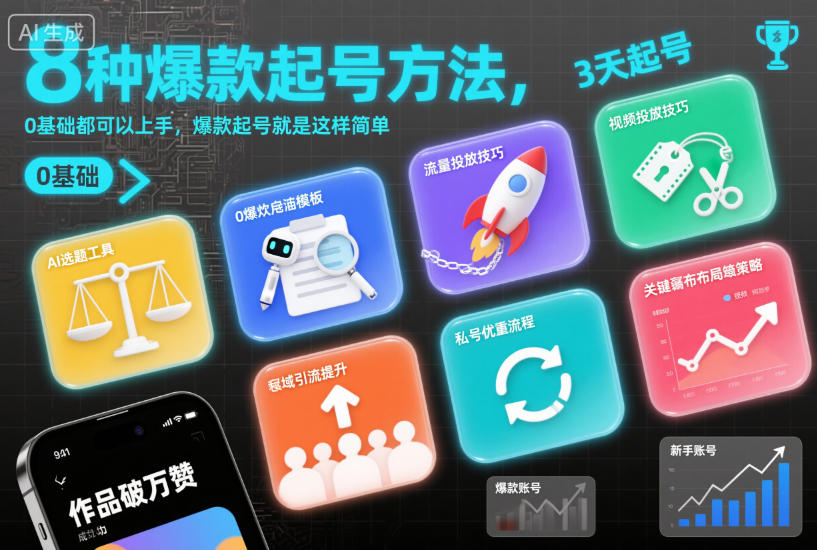 8种爆款起号方法，0基础都可以上手，爆款起号就是这样简单,速发云资源网