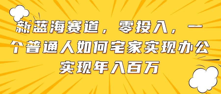 （14700期）新蓝海赛道，零投入，一个普通人如何宅家办公实现年入百万,速发云资源网
