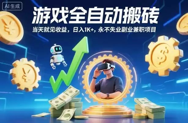 游戏全自动搬砖，当天就见收益，日入1K+，永不失业副业兼职项目【揭秘】,速发云资源网
