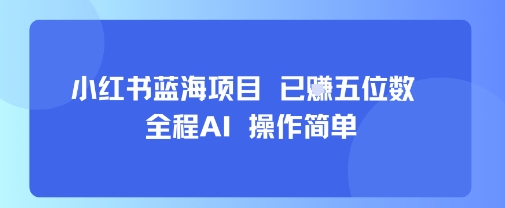 小红书蓝海项目，全程AI，操作简单，已挣五位数,速发云资源网