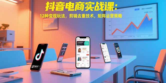 抖音电商实战课：12种变现玩法，剪辑去重技术，矩阵运营策略,速发云资源网