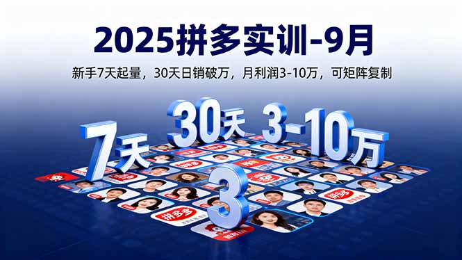 2025拼多多实训-9月：新手7天起量,30天日销破万,月利润3-10万,可矩阵复制,速发云资源网