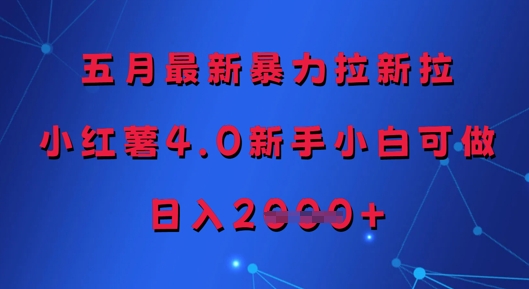 五月最新暴力拉新拉，小红薯4.0新手小白可做，日入多张,速发云资源网