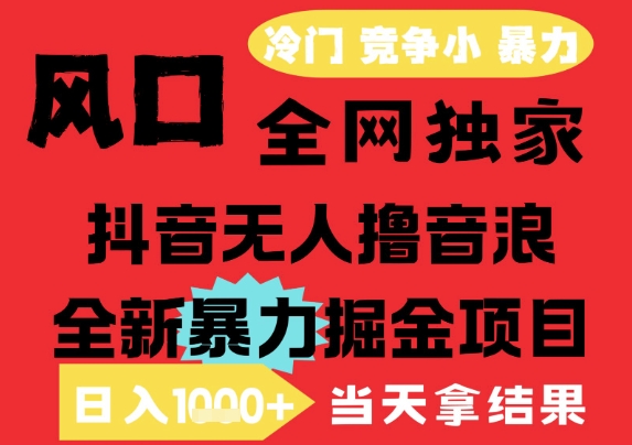 25年6月高爆抖音无人直播最新撸音浪掘金项目，解放双手小白可做，无脑日入1k+，门槛低【揭秘】,速发云资源网