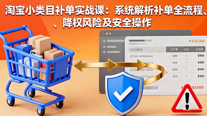 淘宝小类目补单实战课：系统解析补单全流程、降权风险及安全操作,速发云资源网