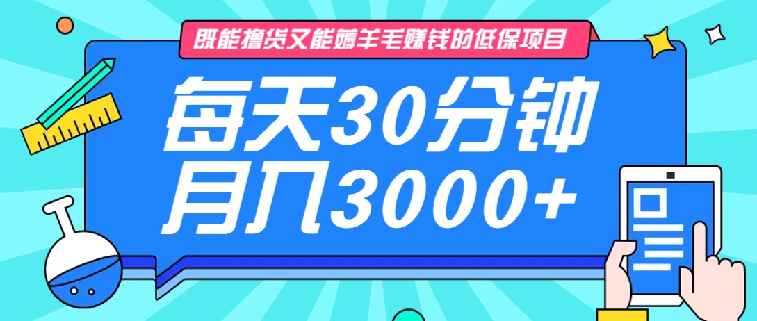 既能撸货又能赚钱的长期低保项目，每天30分钟，多号百分百稳定月入3000+！,速发云资源网