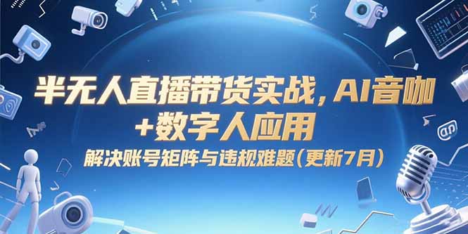 半无人直播带货实战，AI音咖+数字人应用 解决账号矩阵与违规难题(更新7月,速发云资源网