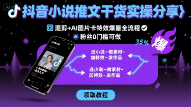 抖音小说推文干货实操分享，混剪+AI图片卡特效爆量全流程，0粉丝0门槛可做,速发云资源网