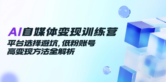 AI自媒体变现训练营，平台选择避坑，低粉账号高变现方法全解析,速发云资源网