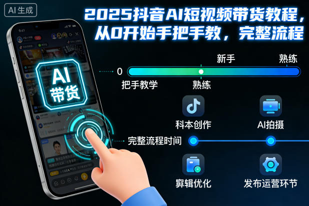 2025抖音AI短视频带货教程，从0开始手把手教，完整流程,速发云资源网