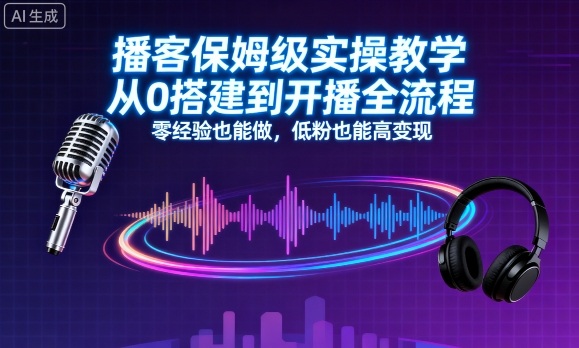 播客保姆级实操教学，从0搭建到开播全流程，零经验也能做，低粉也能高变现,速发云资源网