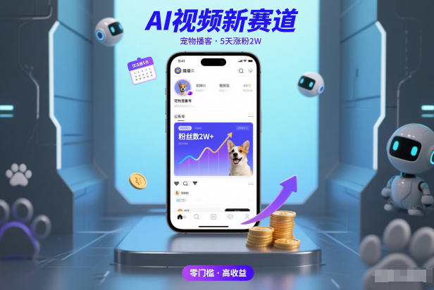 AI视频新赛道，宠物播客仅注册5天涨粉2W，收益非常可观,速发云资源网