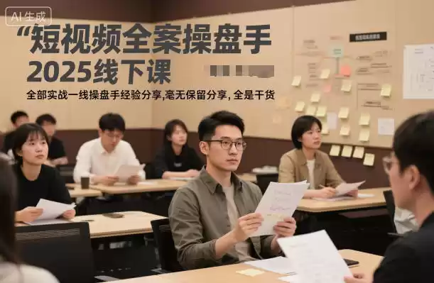 短视频全案操盘手2025线下课,全部实战一线操盘手经验分享,毫无保留分享,全是干货