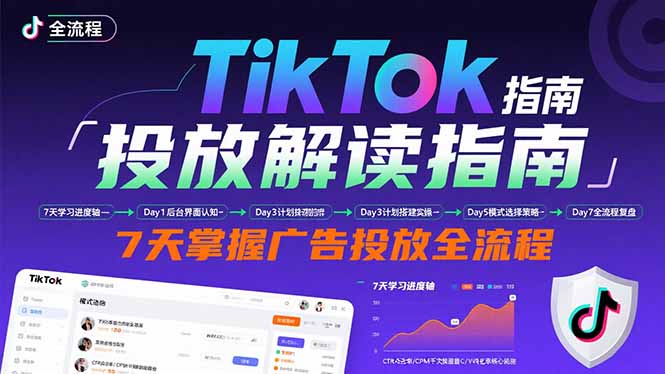 TikTok投放解读指南：后台操作/计划建立/模式选择，7天掌握广告投放全流程,速发云资源网