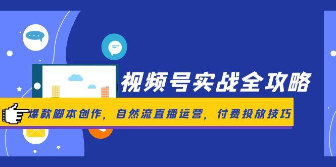 视频号实战全攻略，爆款脚本创作，自然流直播运营，付费投放技巧,速发云资源网