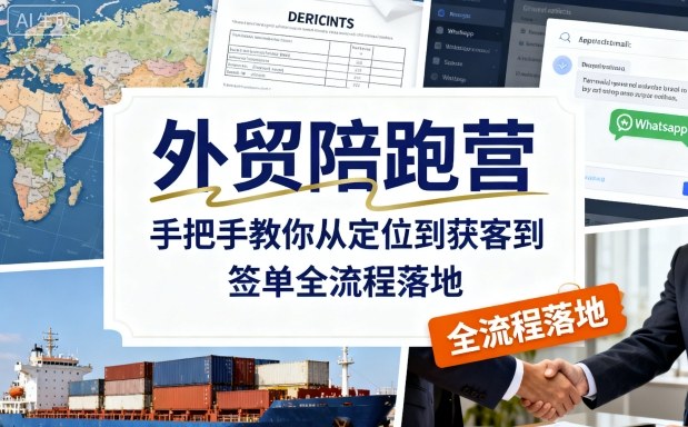 外贸陪跑营，手把手教你从定位到获客到签单全流程落地,速发云资源网