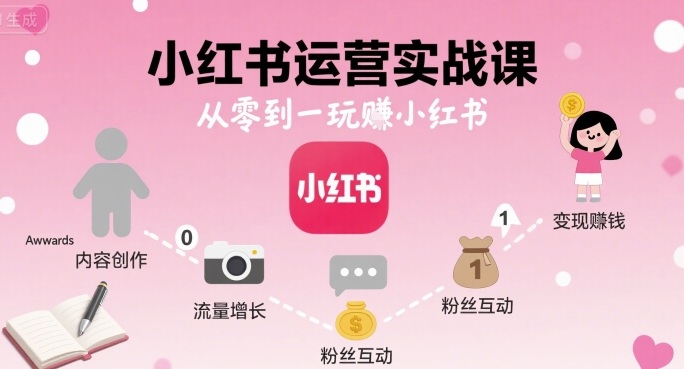 小红书运营实战课，从零到一玩賺小红书,速发云资源网