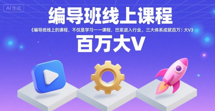 编导班线上课程，不仅是学习一门课程，更是进入一个行业，三大体系成就百万大V,速发云资源网