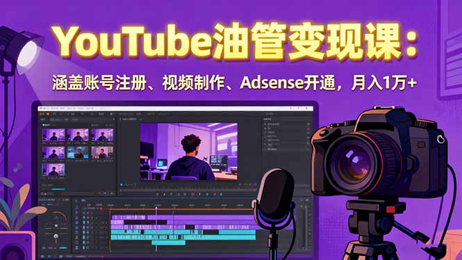 2025YouTube油管变现课：涵盖账号注册、视频制作、Adsense开通，月入1万+,速发云资源网